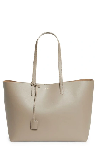 Saint Laurent Shopping Leather Tote In 2826 Greyish Brow
