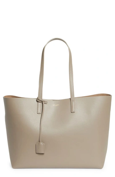 Saint Laurent Shopping Leather Tote In Greyish Brown