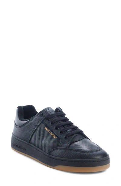 Saint Laurent Men's Sl/61 Low-top Sneakers In Perforated Leather In Black
