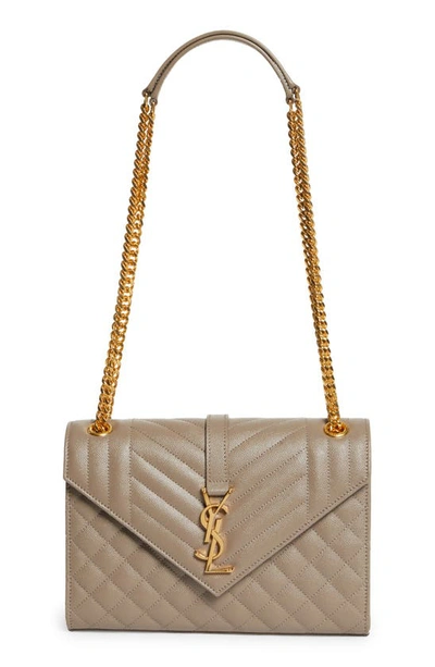 Saint Laurent Medium Cassandra Quilted Leather Envelope Bag In Nude