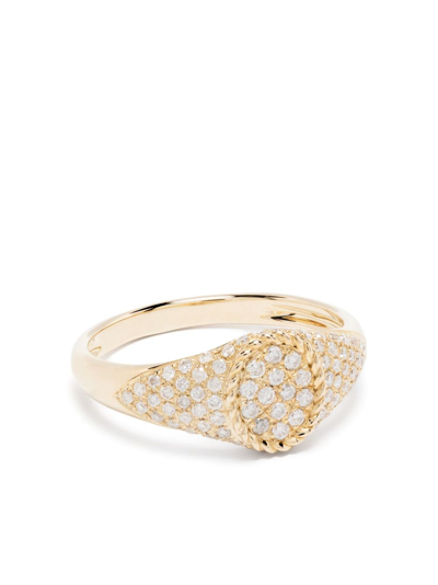 Yvonne Léon 9kt Yellow Gold Baby Chevalier Diamond Signet Ring