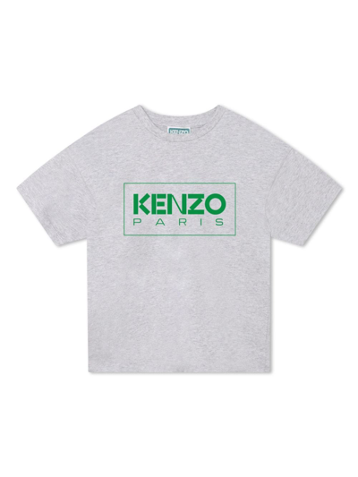 Kenzo Kids' Logo-print Short-sleeve T-shirt In Grey Marl