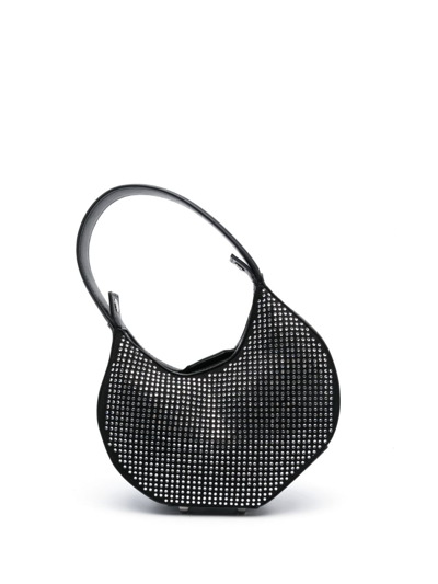 Patrizia Pepe Rhinestone-embelished Bangle Tote Bag In Black