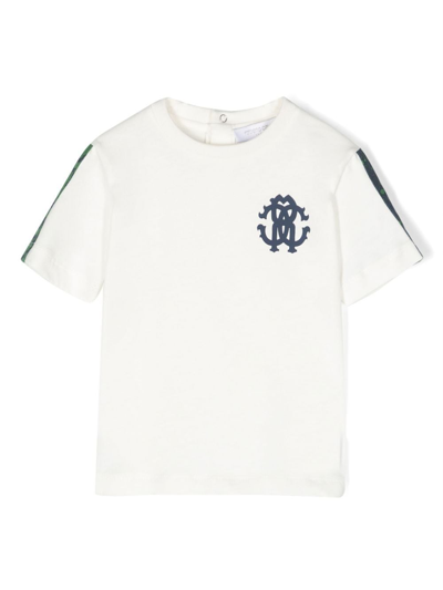 Roberto Cavalli Junior Babies' Monogram Print T-shirt In White
