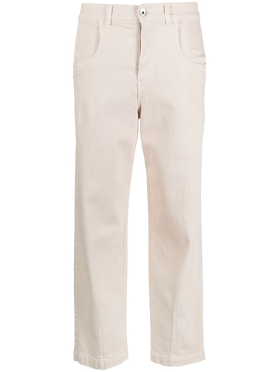 Eleventy Straight-leg Cropped Trousers In Neutrals