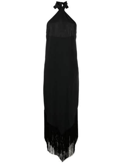 Taller Marmo Nina Frayed-trim Dress In Black