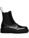 MARNI LOGO-EMBOSSED LEATHER CHELSEA BOOTS