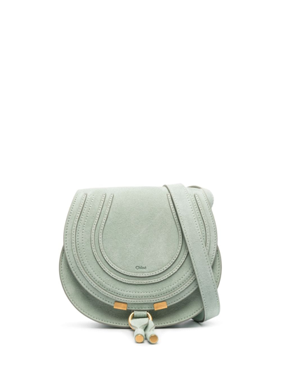 Chloé Marcie Suede Cross Body Bag In Green