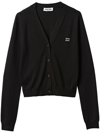 Miu Miu Logo-embroidered Cashmere Cardigan In Black