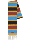 Marni Stripe-pattern Fringed Scarf In Yellow