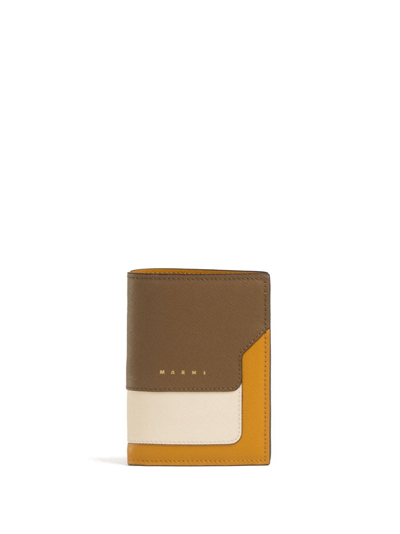 Marni Colour-block Bi-fold Leather Wallet In Brown