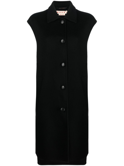 Marni Sleeveless Wool-blend Coat In Black