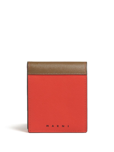 Marni Colour-block Bi-fold Leather Wallet In Brown