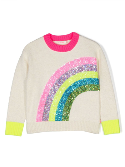 Billieblush Kids' Rainbow Sequin Jumper In Neutrals