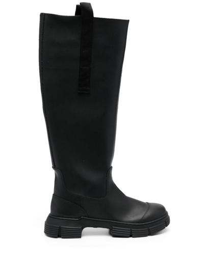 Ganni Country 50mm Knee-high Boots In Black