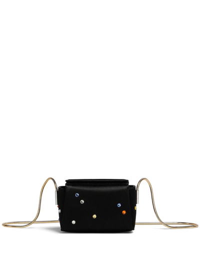 Marni Crystal-embellished Satin-finish Shoulder Bag In Black