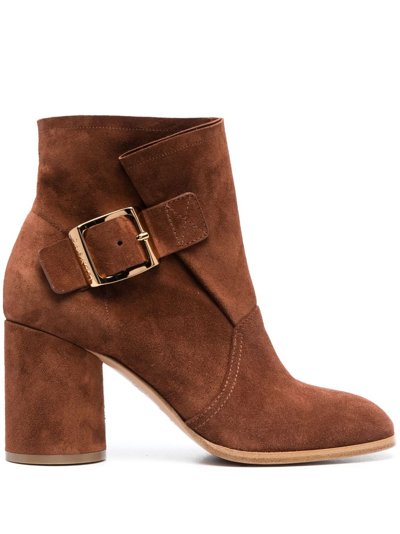 Casadei Cleo Kate Suede - Woman Ankle Boots Russet 38