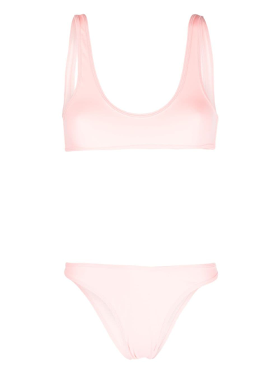 Reina Olga Pilou Scrunch Bikini Set In Pink