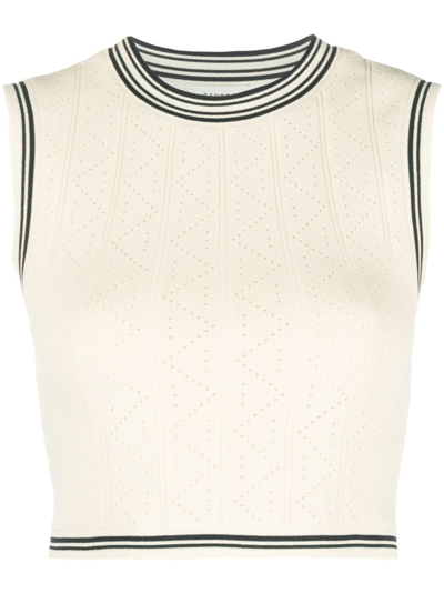 Sandro Knitted Cropped Tank Top In Neutrals