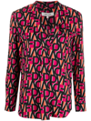 Diane Von Furstenberg Monogram-print Long-sleeve Blouse In Pink