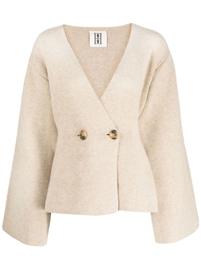 By Malene Birger Tinley Double-breasted Wool Cardigan In Twill Beige