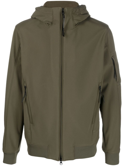 C.p. Company Shell-r Zip-up Hooded Jacket In Green