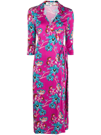 Diane Von Furstenberg Abigail Printed Wrap Dress In Pink
