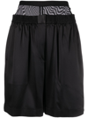 ALEXANDER WANG LAYERED SILK-CHARMEUSE BOXER SHORTS