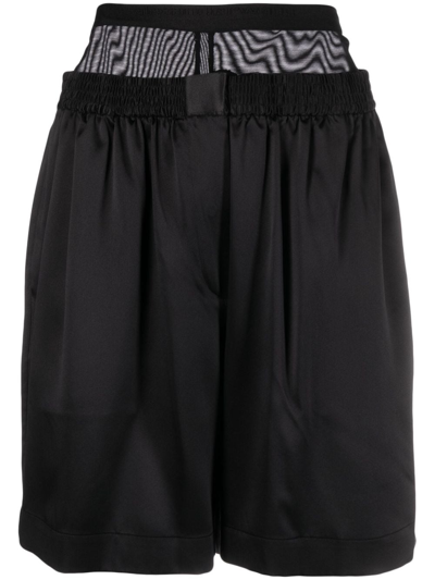 Alexander Wang Layered Silk Shorts In Black