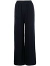 Msgm Wide Leg Tailored Pants In Black Polyester In Blue