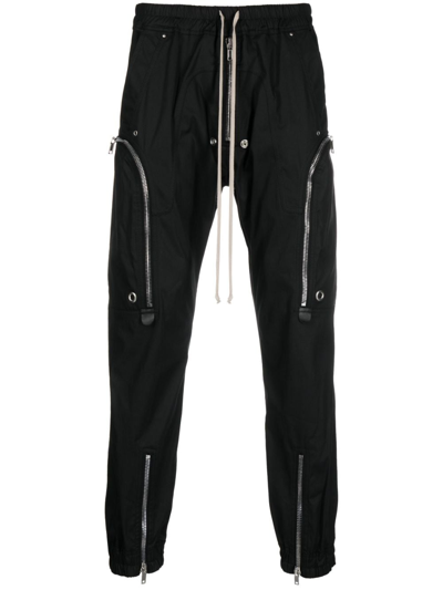 Rick Owens Utility Drawstring Pants Zipper Accents In Black