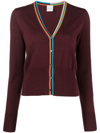 Paul Smith Stripe-detailing Wool Cardigan In Red