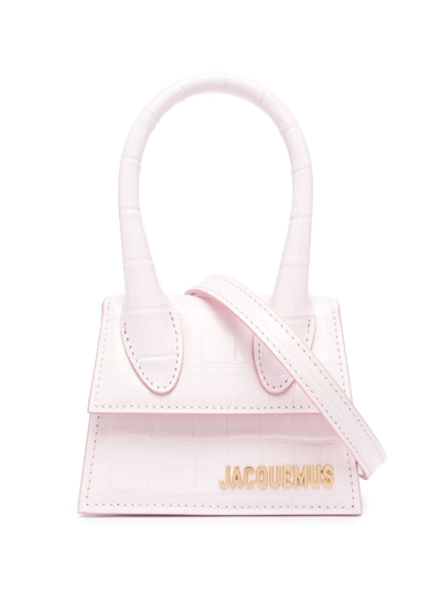 Jacquemus Le Chiquito Crocodile-embossed Mini Tote Bag In Pink