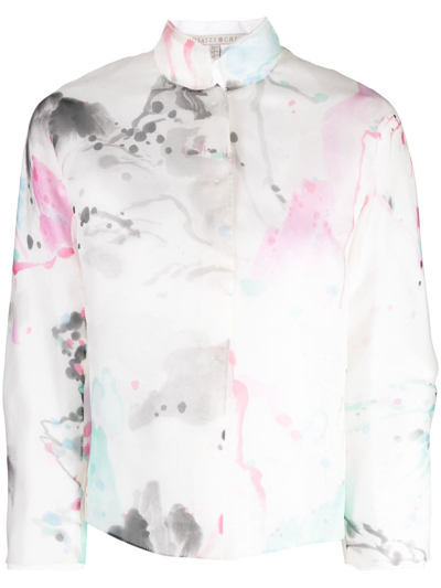 Shiatzy Chen Graphic-print Silk Jacket In White