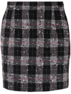 Alessandra Rich Stitch-detail Checked Miniskirt In Black