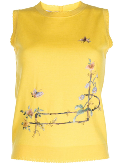 Shiatzy Chen Renascent Collection Floral-print Top In Yellow
