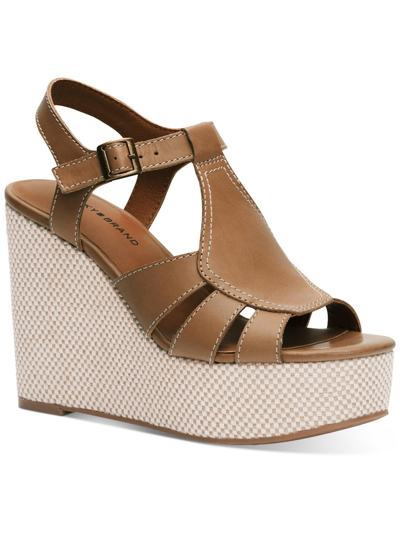Lucky Brand Ressica Womens Leather Open Toe Wedge Sandals In Multi