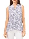 Vince Camuto Floral Button Down Tunic Tank In Blue
