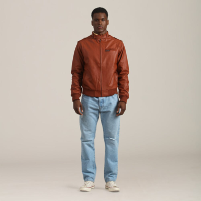 Members Only Men's Faux Leather Iconic Racer Jacket In Cognac