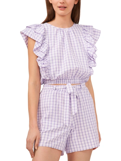 Riley & Rae Womens Checkered Daytime Blouse In Purple