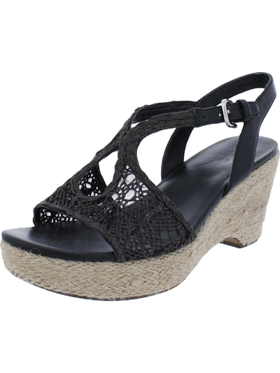 Naturalizer Catalina Womens Faux Leather Cut-out Wedge Sandals In Black