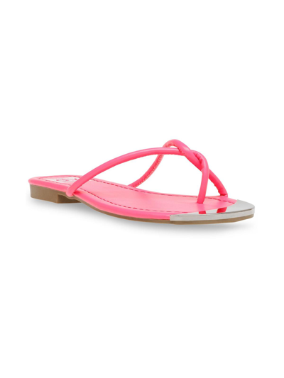 Dolce Vita Penni Womens Snake Print Toe Loop Flip-flops In Pink