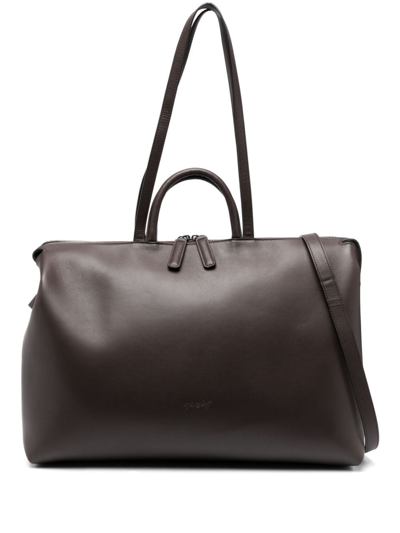 Marsèll 4 In Orizzontale Leather Tote Bag In Brown