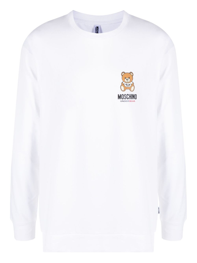 Moschino Logo-print Long-sleeve T-shirt In White