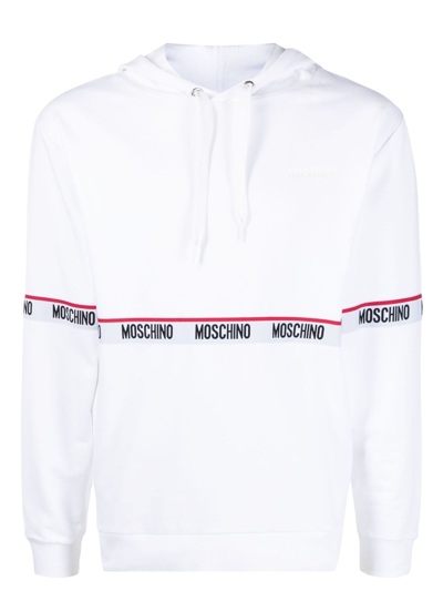 Moschino Logo-tape Pullover Hoodie In White