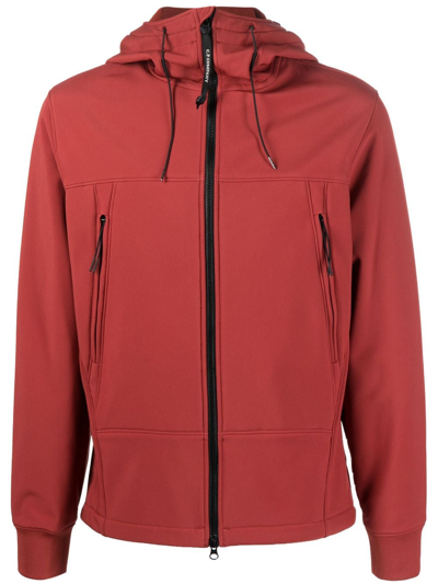 C.p. Company Zip-up Stretch-cotton Hooded Jacket In Red