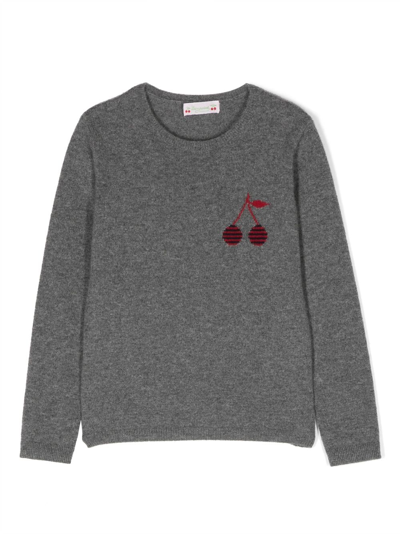 Bonpoint Kids' Brunelle Logo-intarsia Cashmere Sweater In Grey