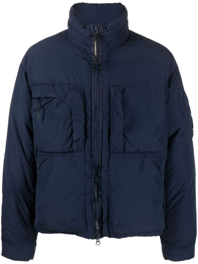 C.p. Company Zip-up Padded Down Jacket In Blue