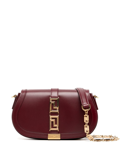 Versace Greca Goddess Leather Shoulder Bag In Red