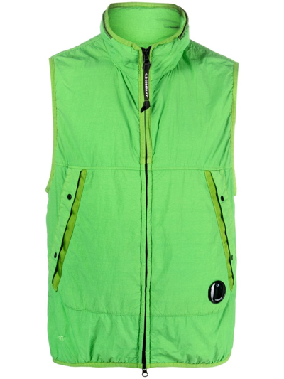 C.p. Company G.d.p. Lens-detail Padded Gilet In Green